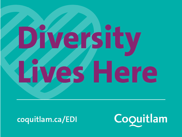 A teal background with a text overlay in purple that reads Diversity Lives Here