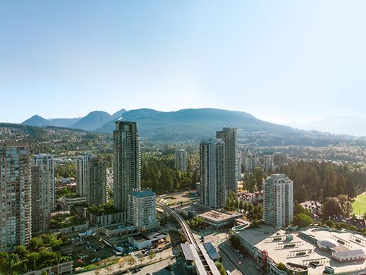 An aerial view of Coquitlam's City Centre.