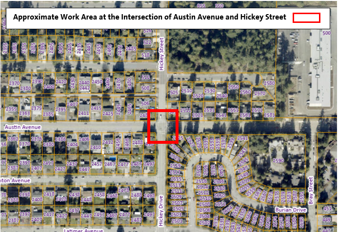 Location Map - Intersection of Austin Avenue and Hickey Street