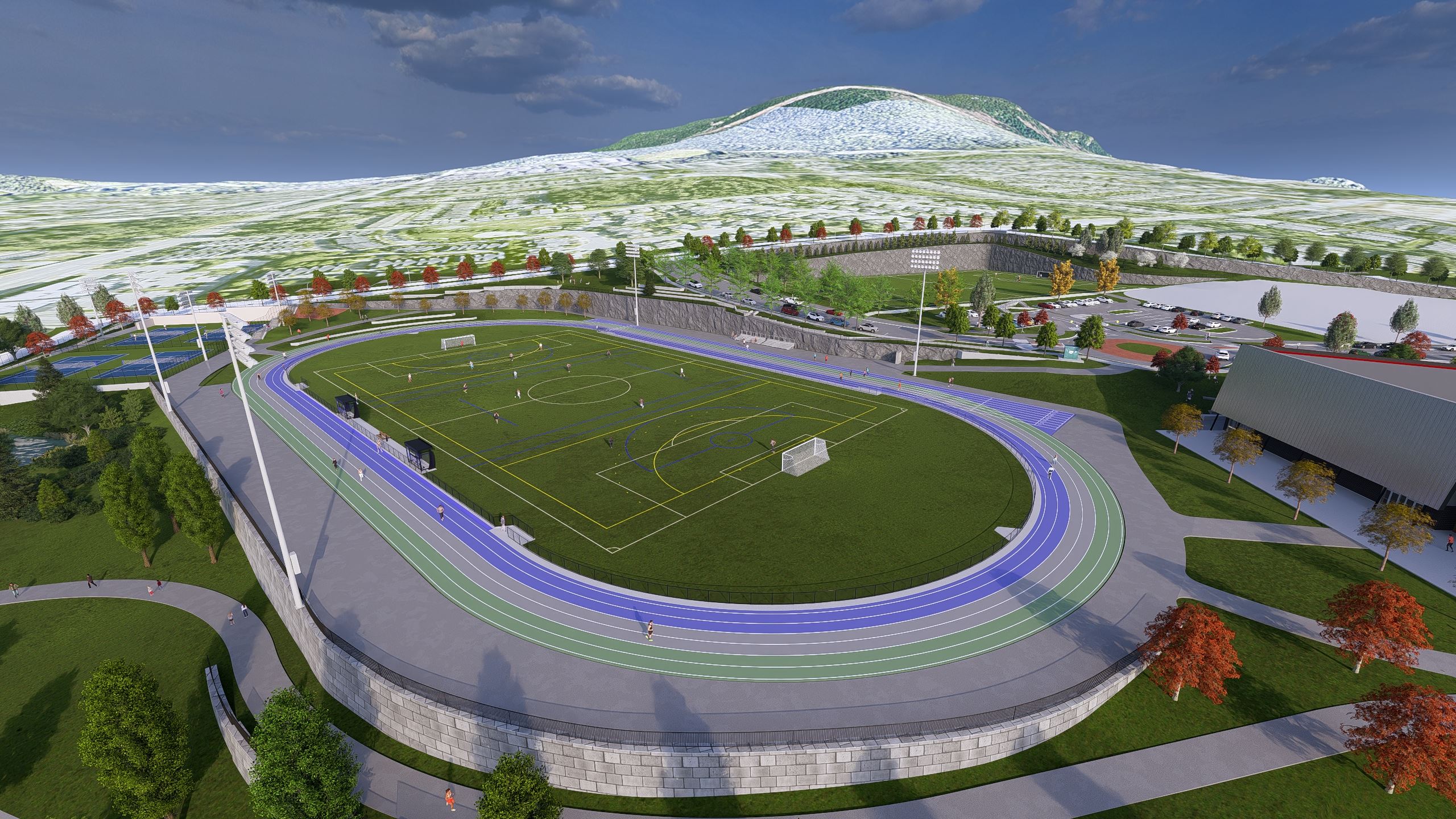 Ariel view of Burke Mountain Athletic Park final design