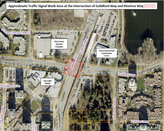 Location Map - Approximate Traffic Signal Work at Guildford Way and Pinetree Way