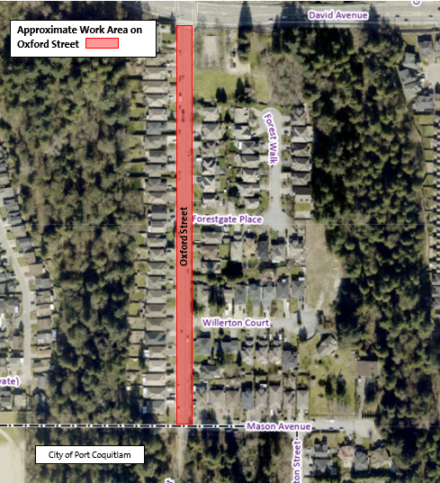 Location Map for Approximate Work Area on Oxford Street