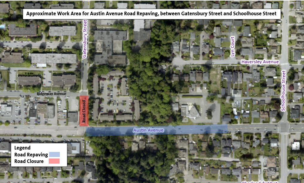 Location Map - Austin Avenue Paving Work Area