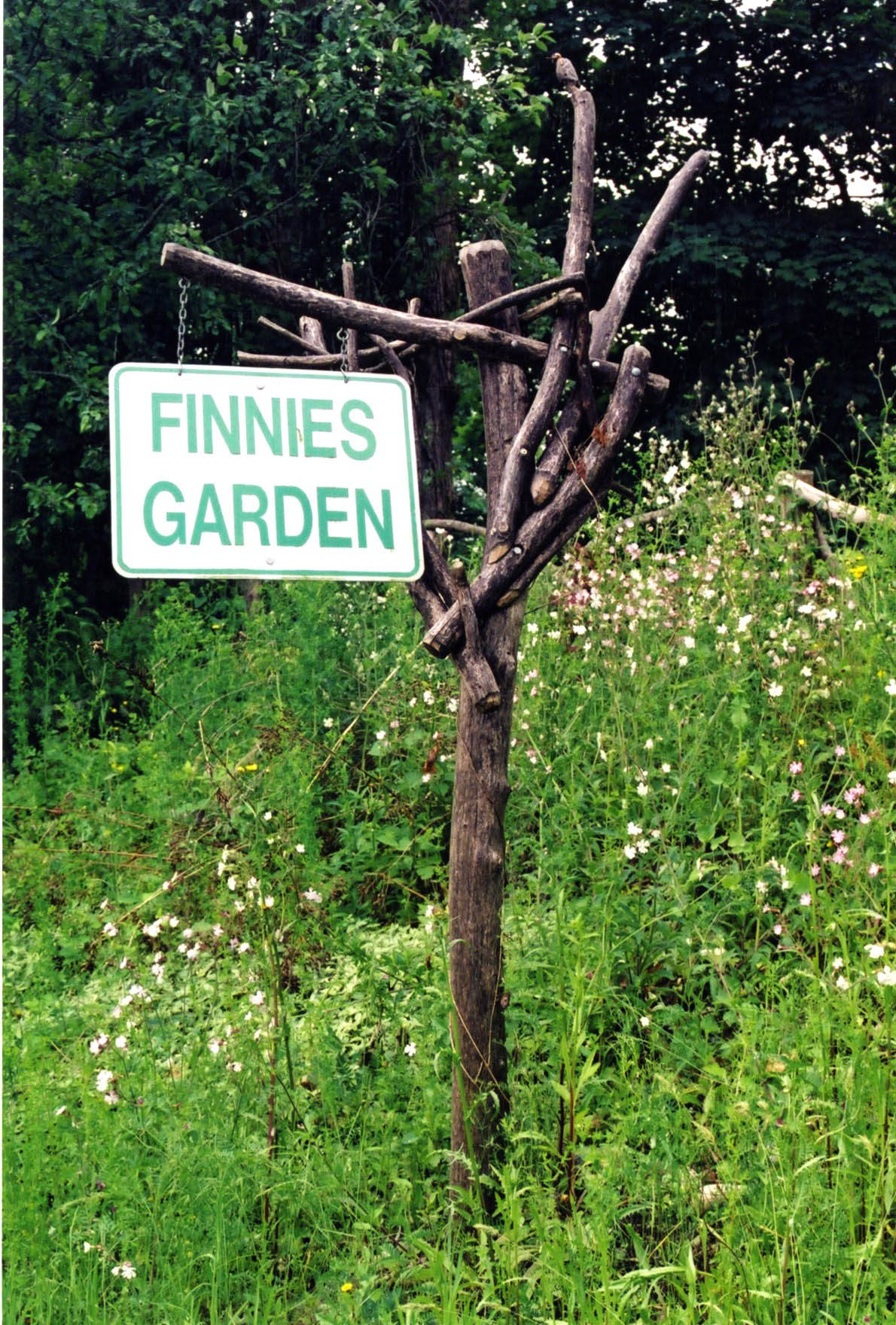 Photograph of Finnie’s Garden sign, date unknown
