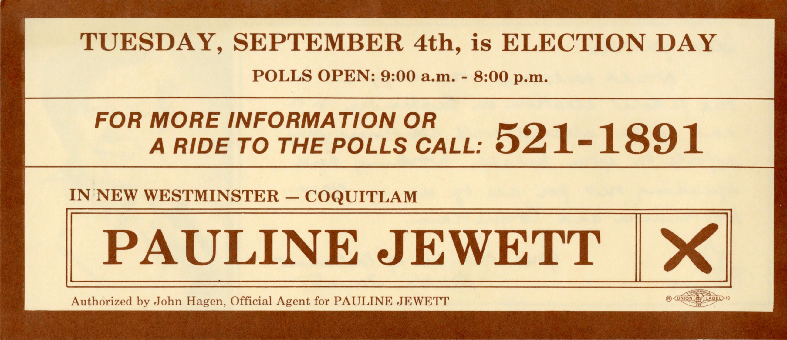 Pauline Jewett campaign materials from the Pauline Jewett Collection