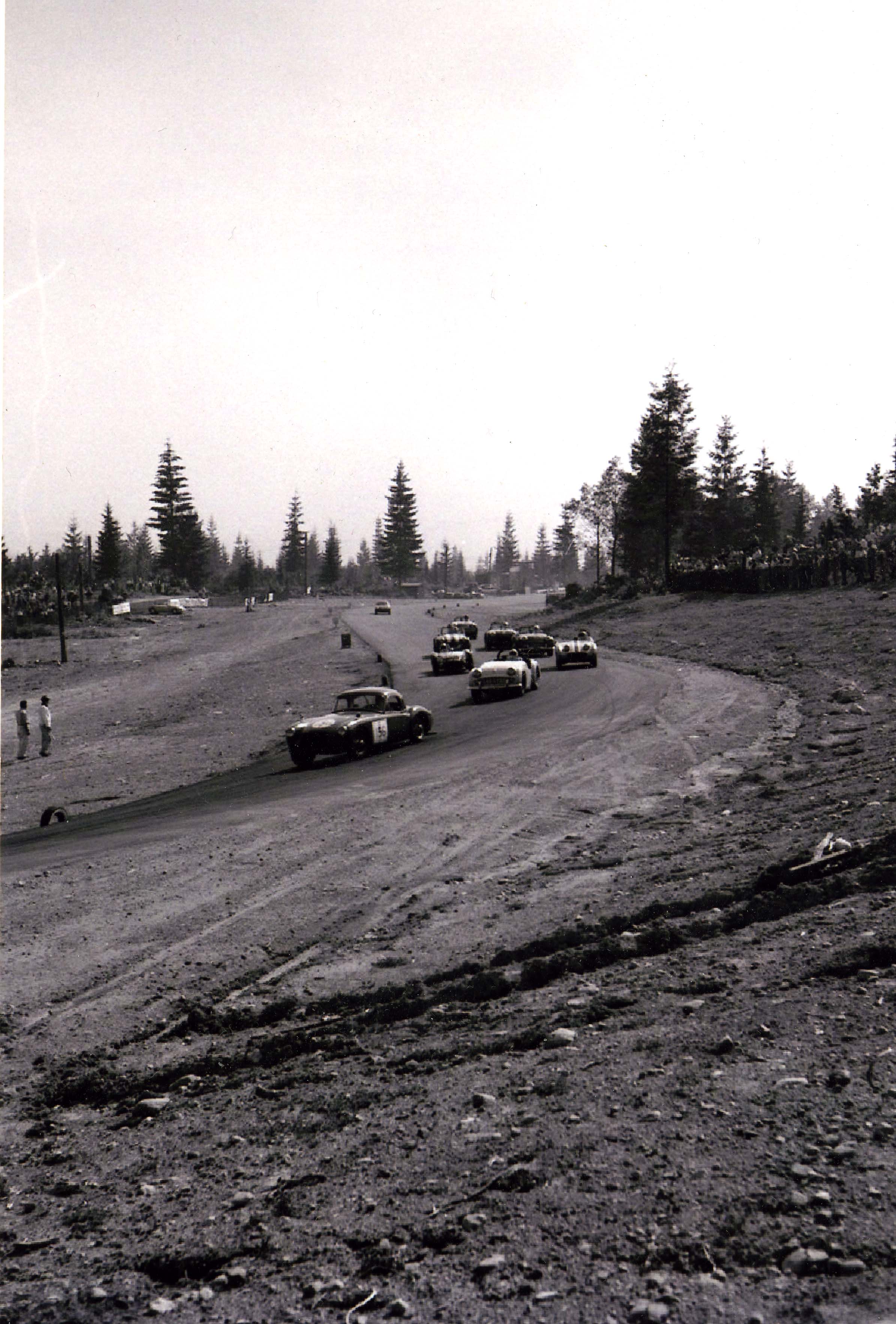 Margaret Hortin in Her MGA Coupe Leading the Pack in the Powder Puff Series, September 11, 1960 (JPG) Opens in new window