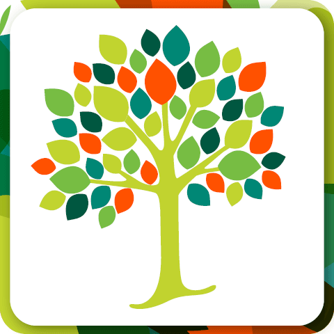 Graphic representation of a tree with leaves